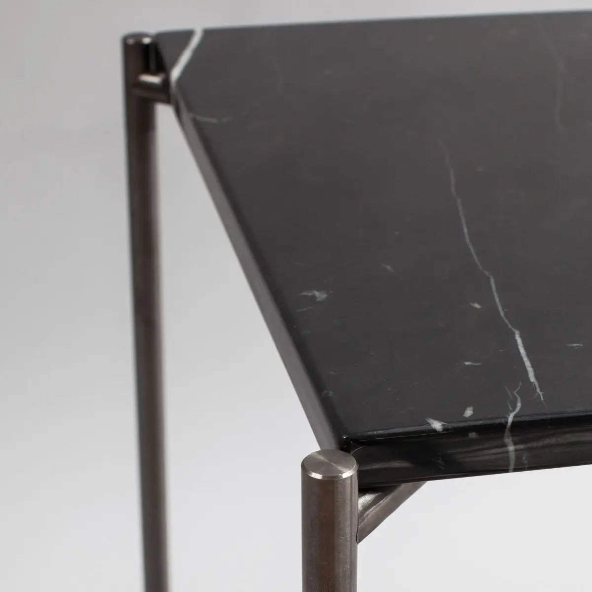 Iris Large TV Stand Black Marble Top & Gun Metal Frame