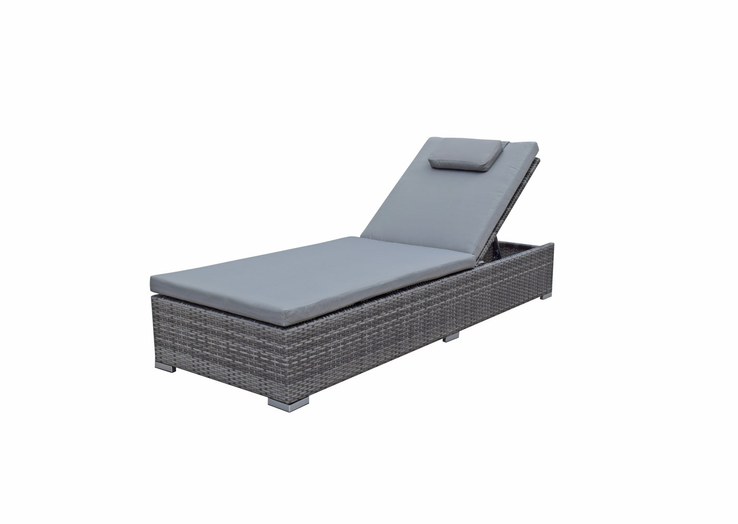 Signature Weave - Outdoor Furniture - Jessica - Pair Of Loungers With Drinks Table In Flat Grey Weave
