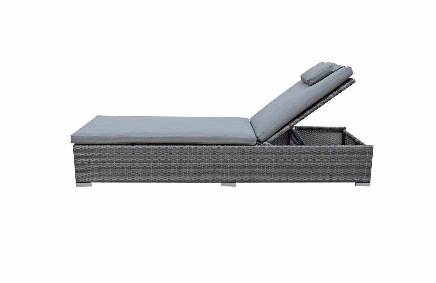 Signature Weave - Outdoor Furniture - Jessica - Pair Of Loungers With Drinks Table In Flat Grey Weave