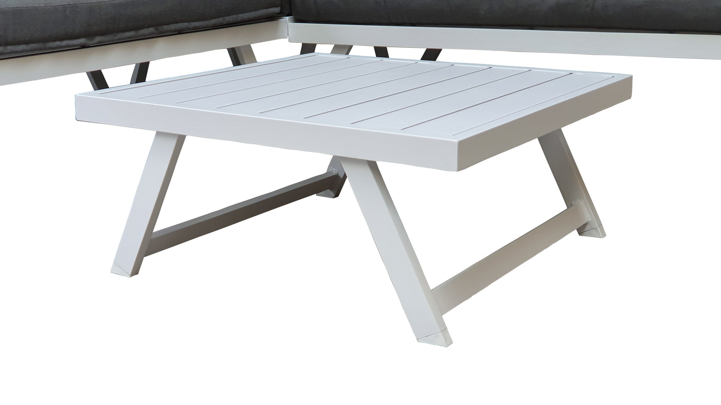 Signature Weave - Kimmie Outdoor Corner Lounge Set with Adjustable Head Rest White Frame