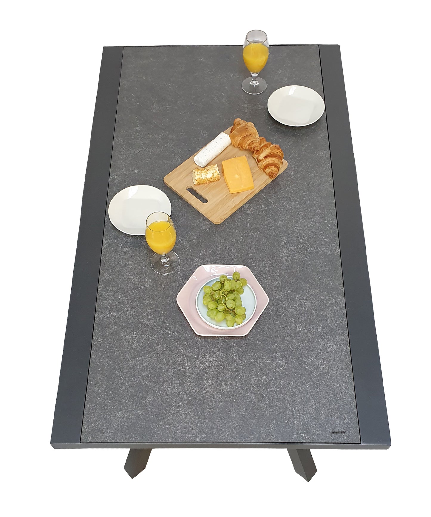 Signature Weave - Kimmie Outdoor High Back Sofa Dining Set with Armchairs Grey Frame