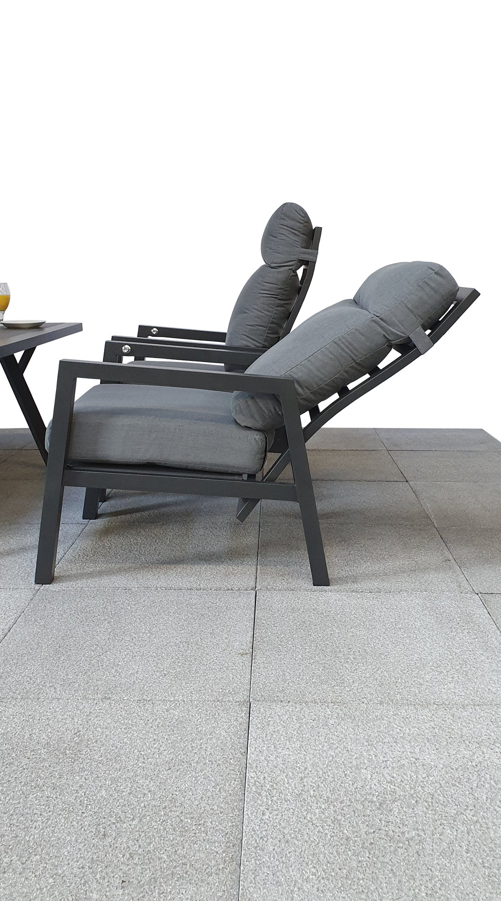 Signature Weave - Kimmie Outdoor High Back Sofa Dining Set with Armchairs Grey Frame