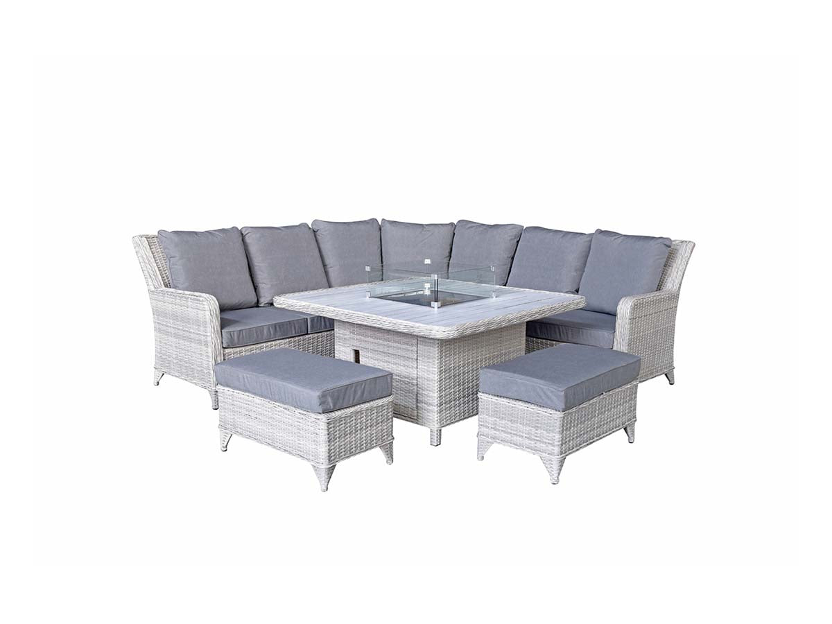 Signature Weave - Meghan Outdoor Corner Dining Sofa with Gas Fire Pit