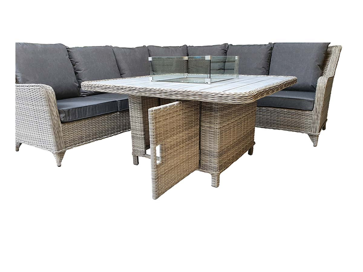 Signature Weave - Meghan Outdoor Corner Dining Sofa with Gas Fire Pit