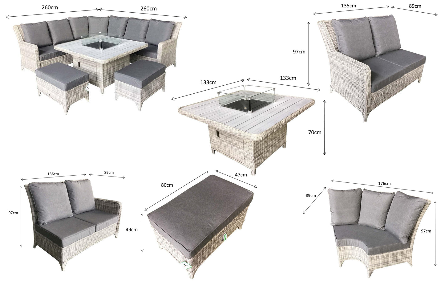 Signature Weave - Meghan Outdoor Corner Dining Sofa with Gas Fire Pit