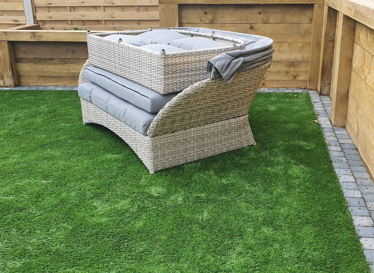 Signature Weave - Meghan Outdoor Daybed with Grey Canopy Hood
