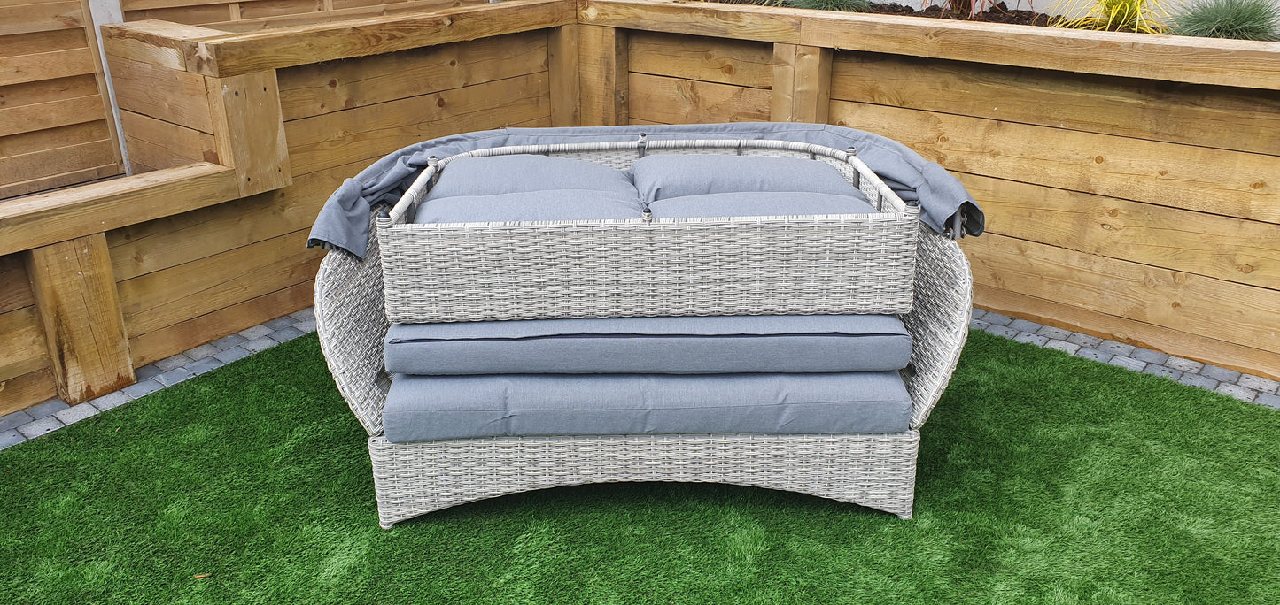 Signature Weave - Meghan Outdoor Daybed with Grey Canopy Hood