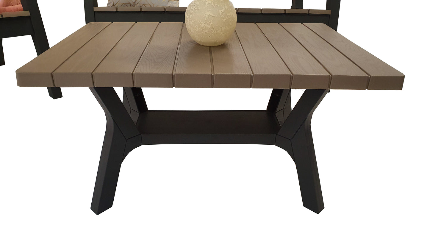 Signature Weave - Outdoor Furniture - Polly - 4 Seat Sofa Set In Moulded Plastic - 2 Tone Black & Grey