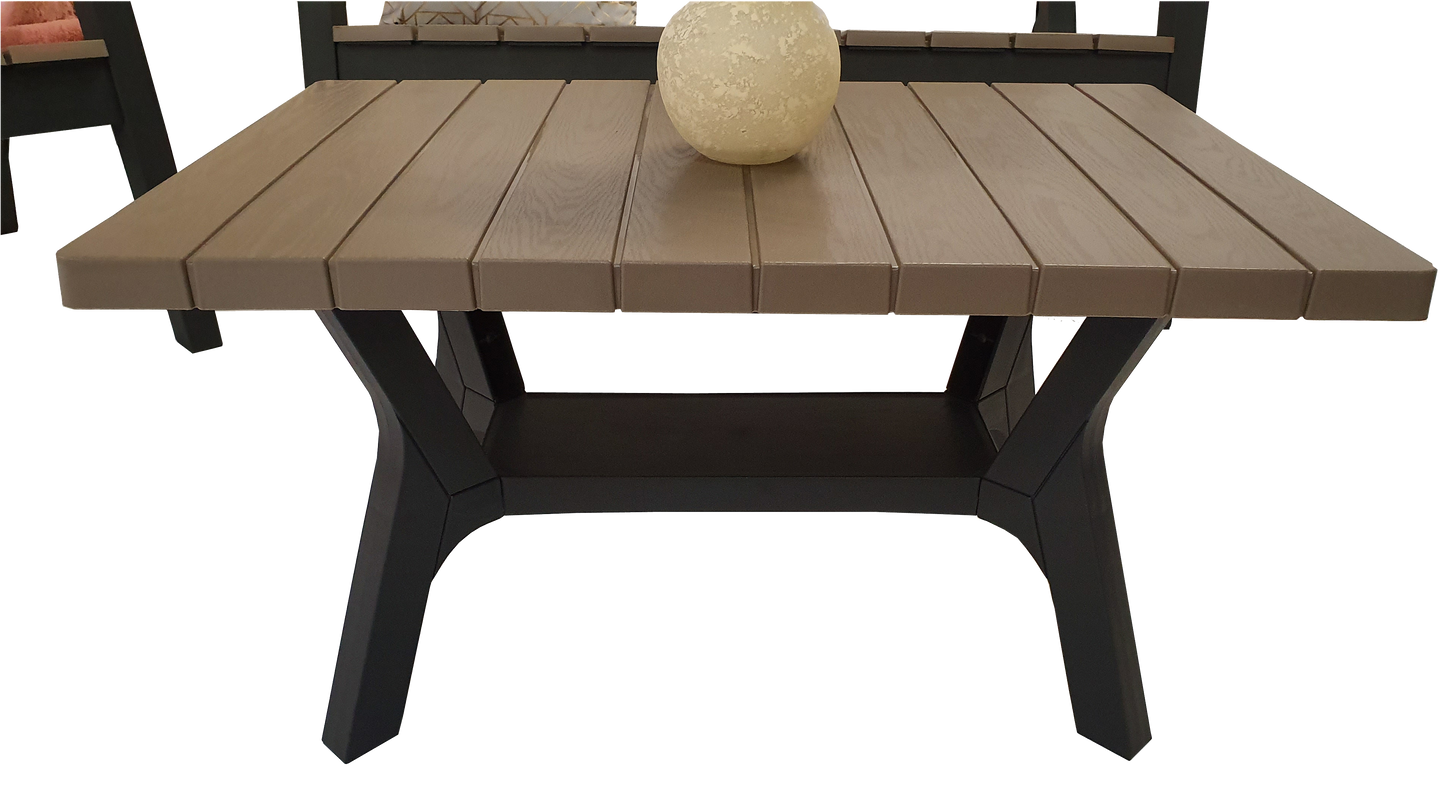 Signature Weave - Outdoor Furniture - Polly - 4 Seat Sofa Set In Moulded Plastic - 2 Tone Black & Grey