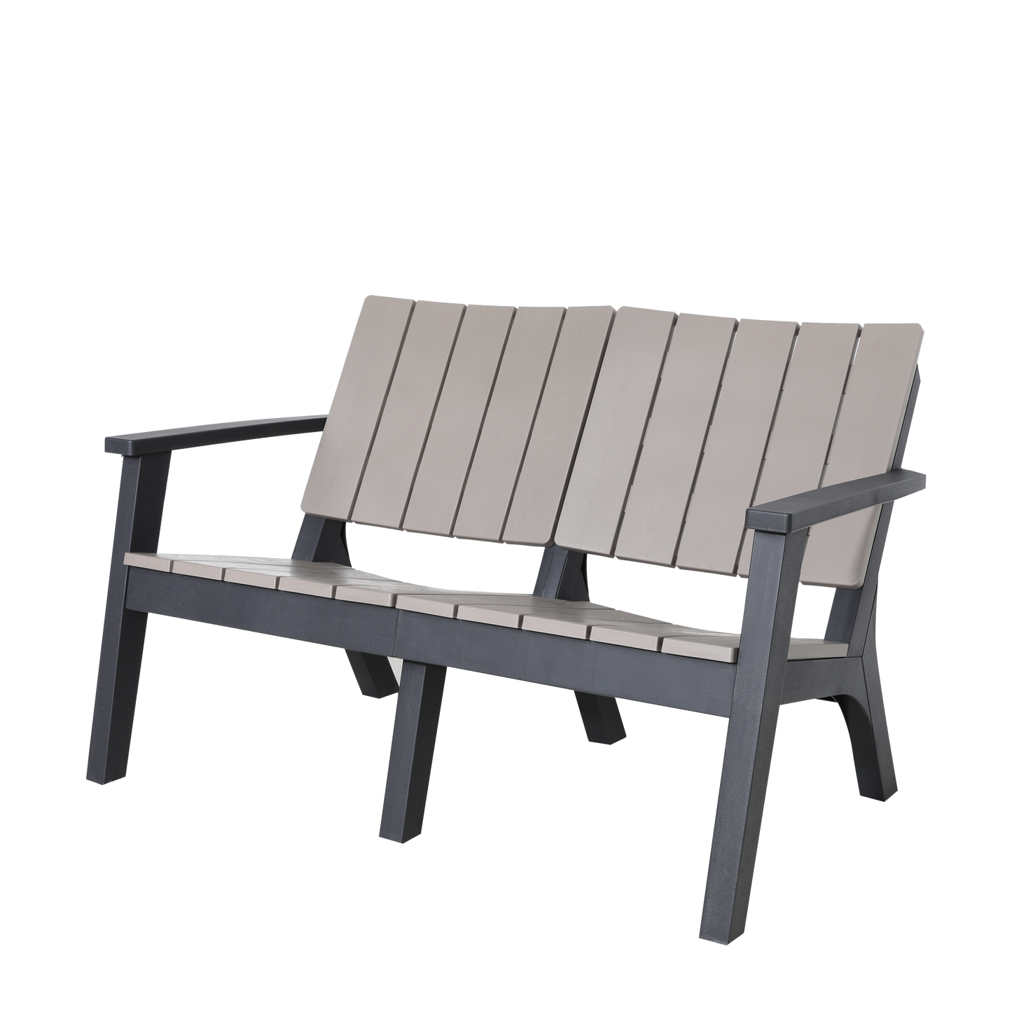 Signature Weave - Outdoor Furniture - Polly - 4 Seat Sofa Set In Moulded Plastic - 2 Tone Black & Grey