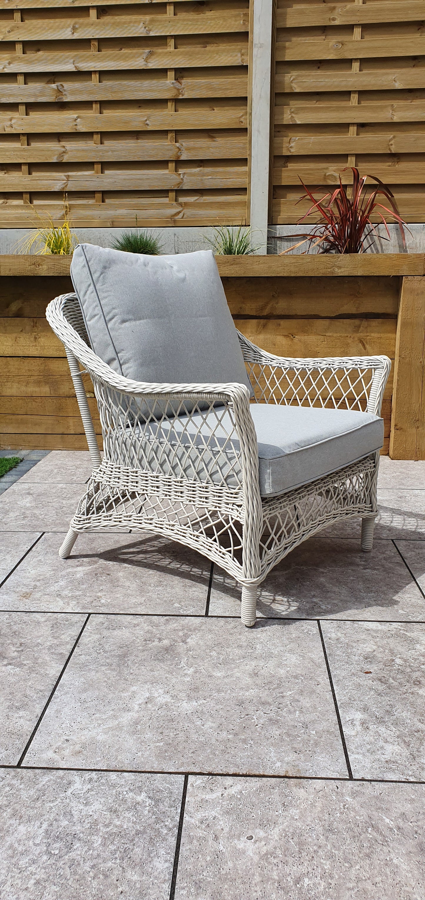 Signature Weave - Outdoor Furniture - Rose - 5 Seat Sofa Set With Coffee Table In Soft White Wicker
