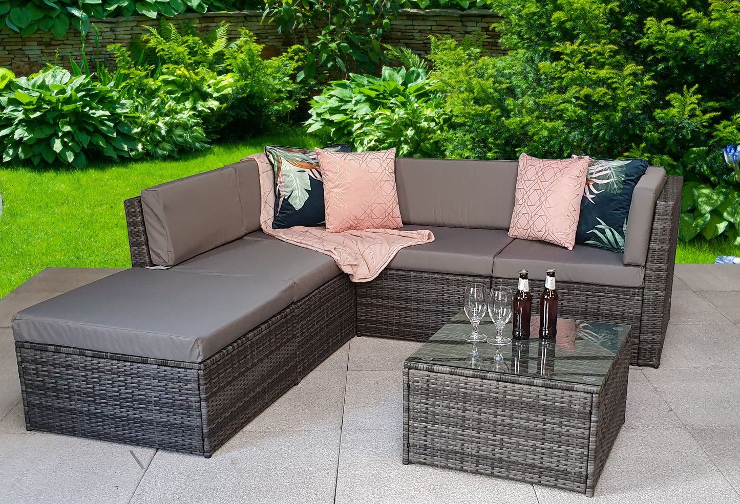 Signature Weave - Outdoor Furniture - Stella - Modular Corner Sofa In Flat Grey Weave