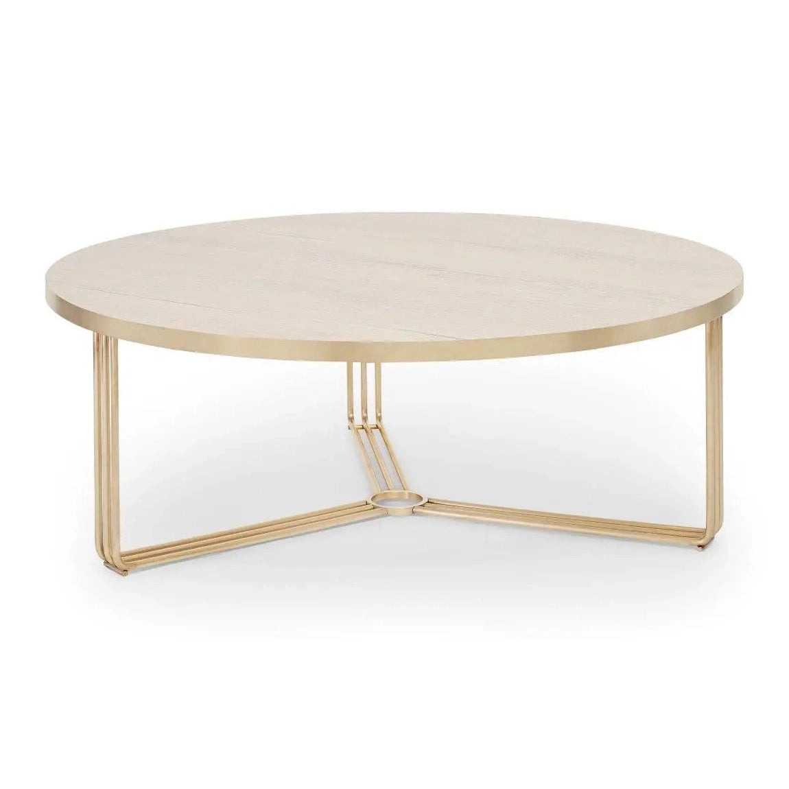 Finn Large Circular Coffee Table – Pale Oak Top & Brass Frame