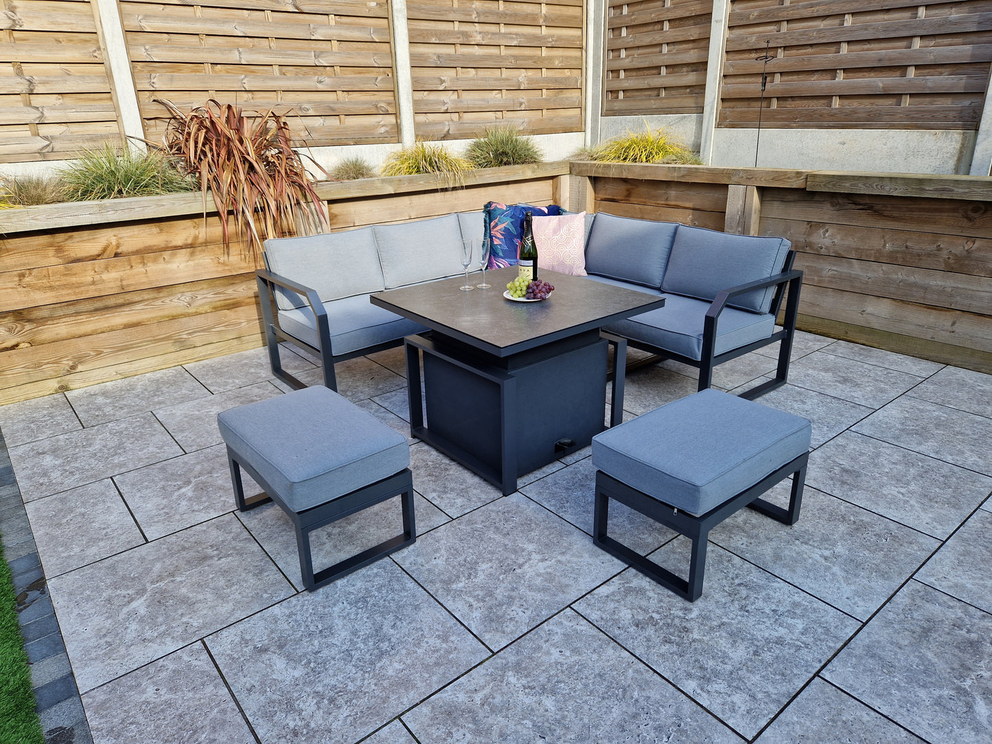 Signature Weave - Alarna Outdoor Corner Lounge Set with Gas Lift Table