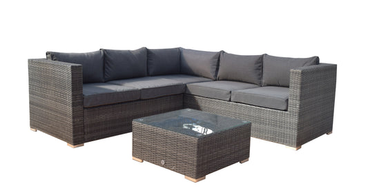 Signature Weave - Outdoor Furniture - Georgia - Compact Corner Sofa Set With Coffee Table Mixed Grey