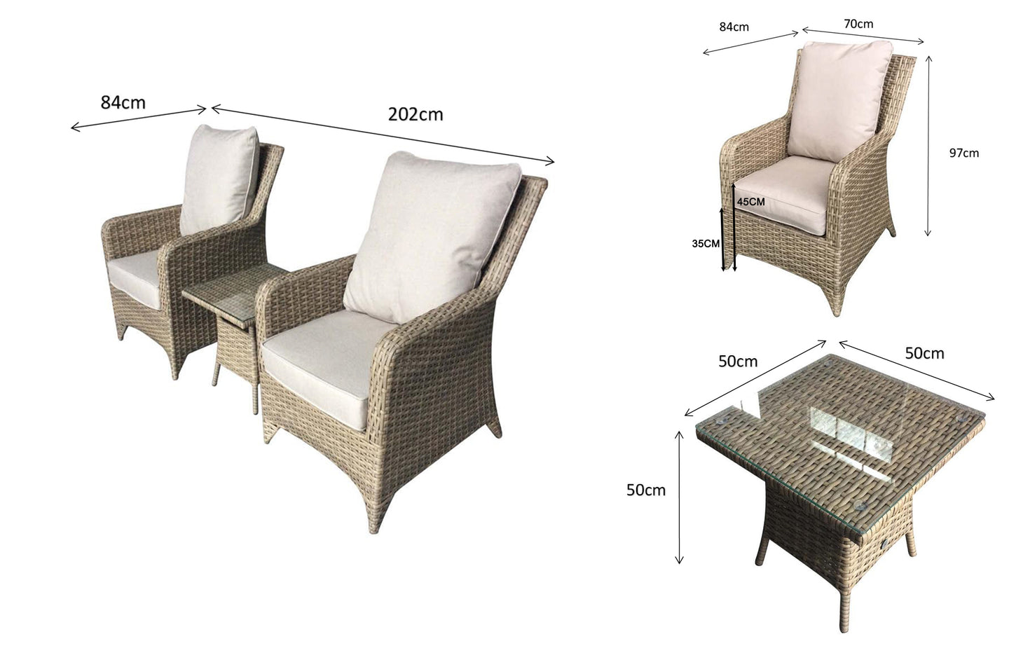 Signature Weave - Outdoor Furniture - Meghan - 3 Piece Lounge Set