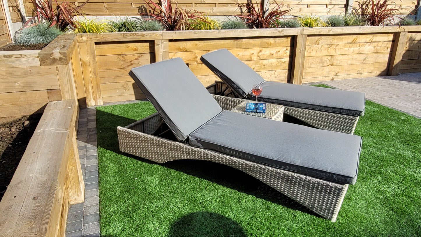 Signature Weave - Outdoor Furniture - Meghan - Sunlounger Set With Drinks Table