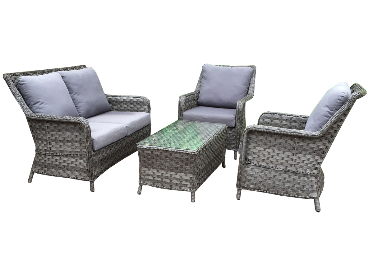 Signature Weave - Outdoor Furniture - Four Seater Sofa Set In Multi Grey Wicker With Pale Grey Cushions