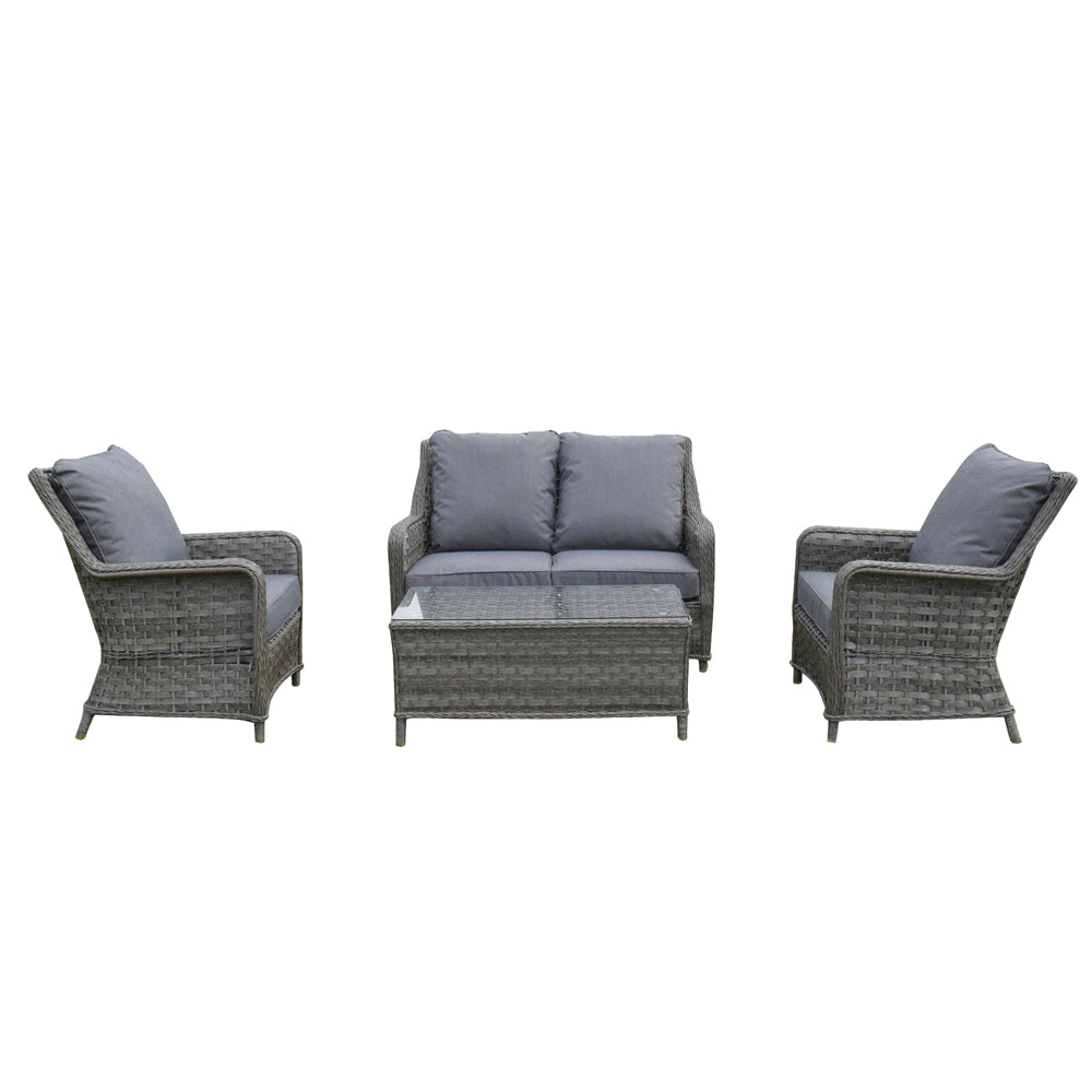 Signature Weave - Outdoor Furniture - Four Seater Sofa Set In Multi Grey Wicker With Pale Grey Cushions