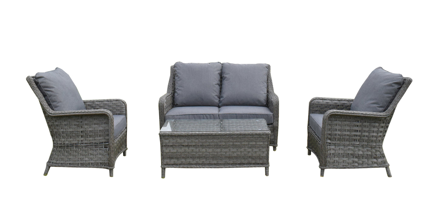 Signature Weave - Outdoor Furniture - Four Seater Sofa Set In Multi Grey Wicker With Pale Grey Cushions