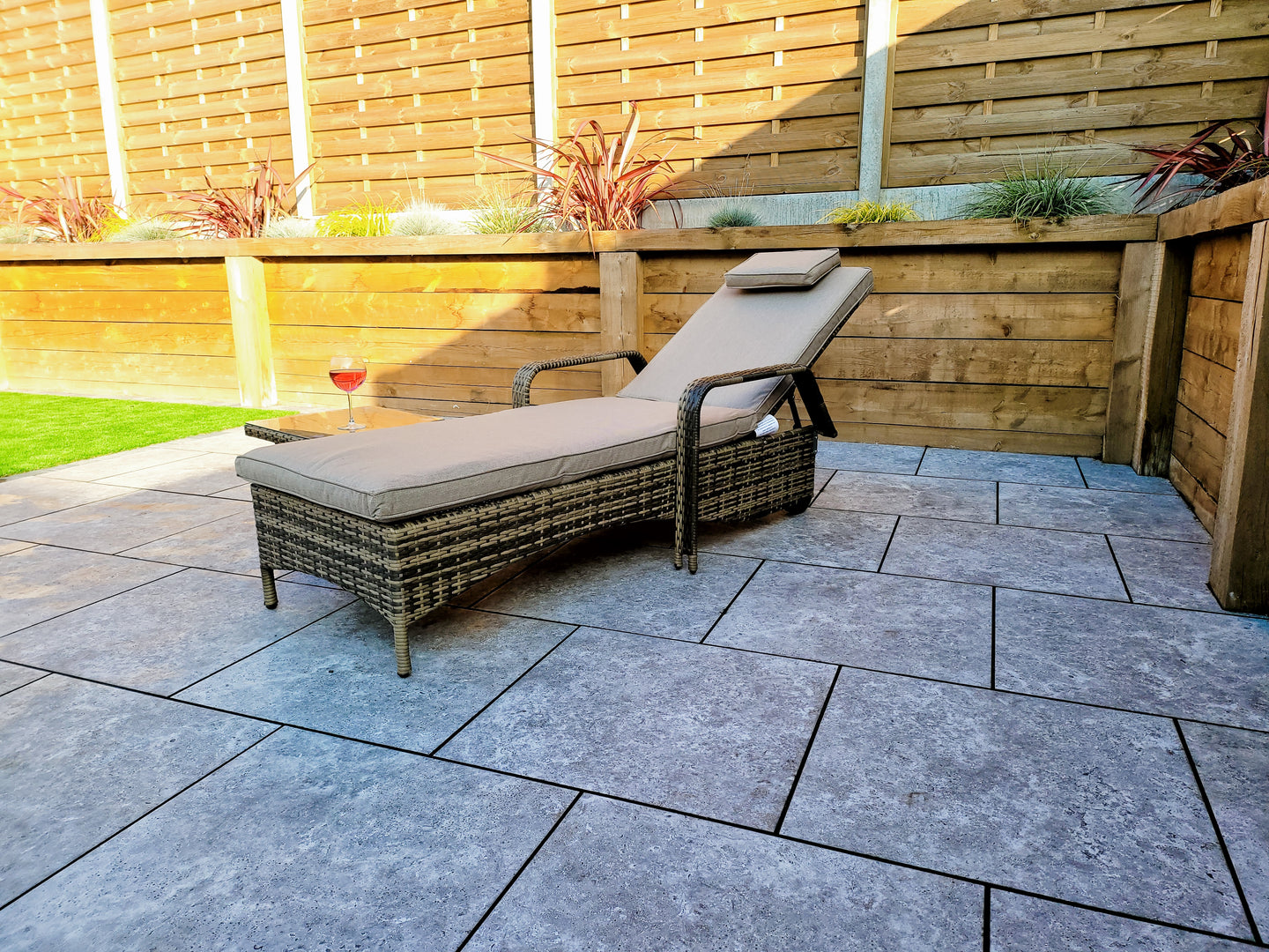 signature Weave - Outdoor Furniture - Savannah - Single Sunlounger With Drinks Table In Natural Brown Weave