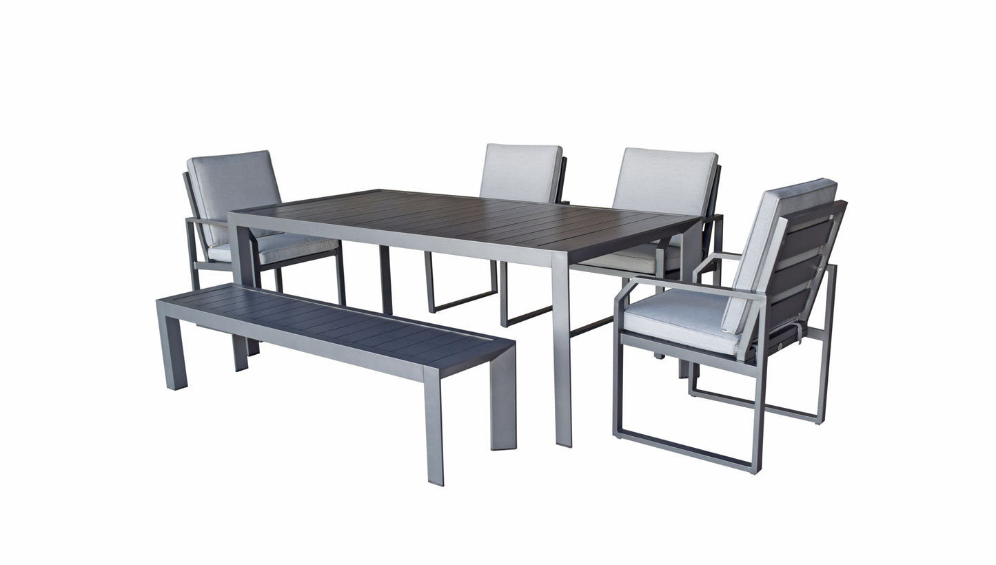 Signature Weave - Alarna Outdoor Grey Dining Set with Chairs and Bench