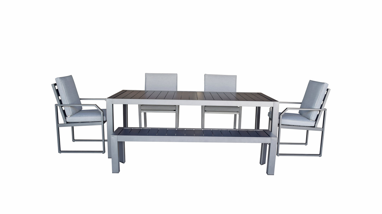 Signature Weave - Alarna Outdoor Grey Dining Set with Chairs and Bench