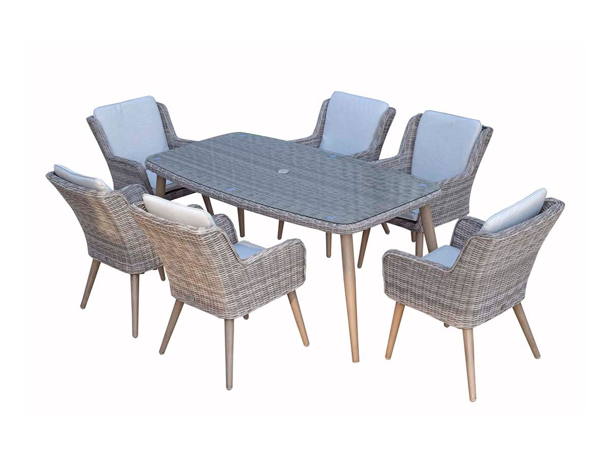 Signature Weave - Danielle Outdoor Grey Rattan Rectangular Dining Set