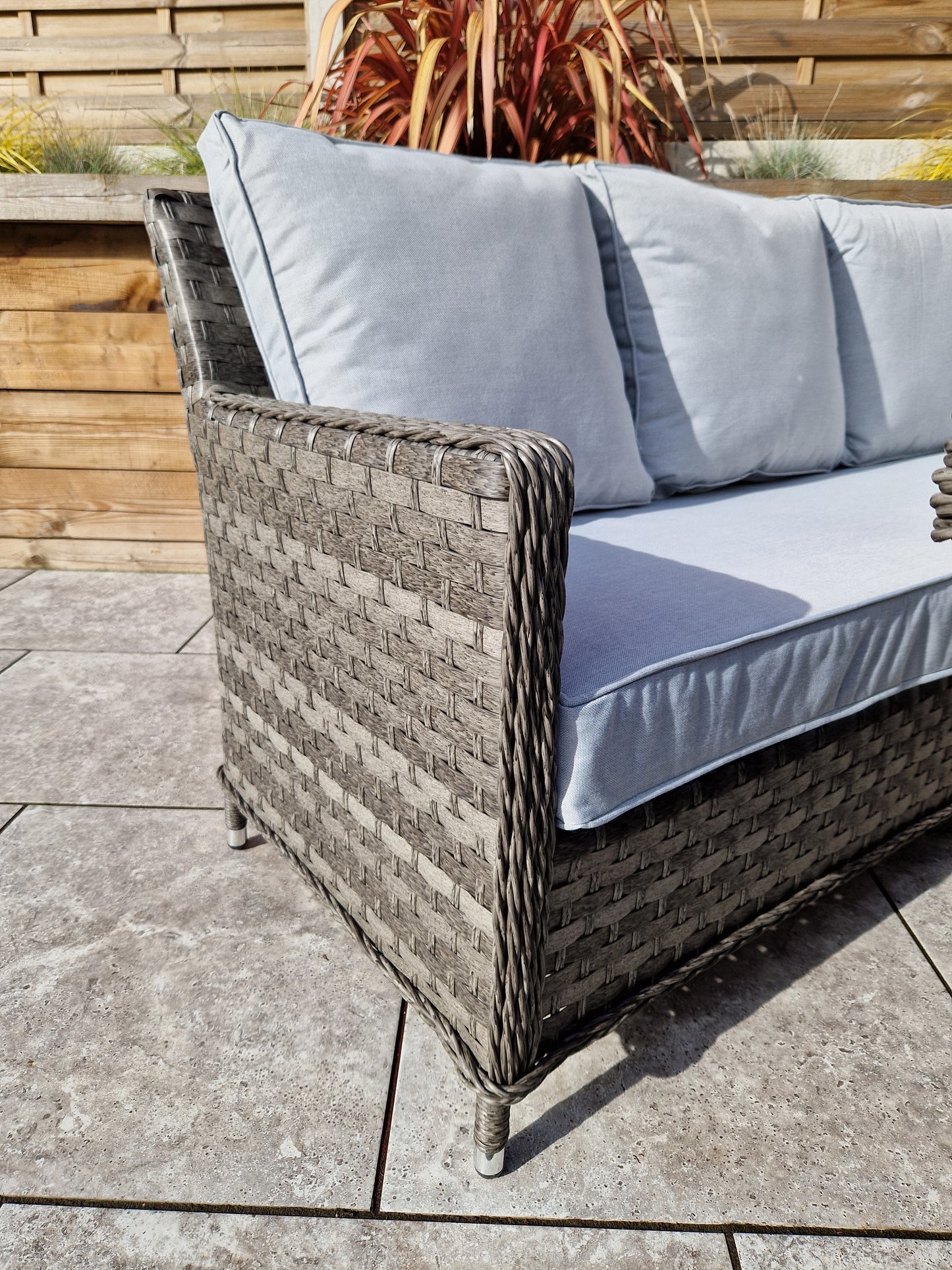 Signature Weave - Edwina Outdoor Grey Corner Sofa Dining Set with Lift Table & Ice Bucket