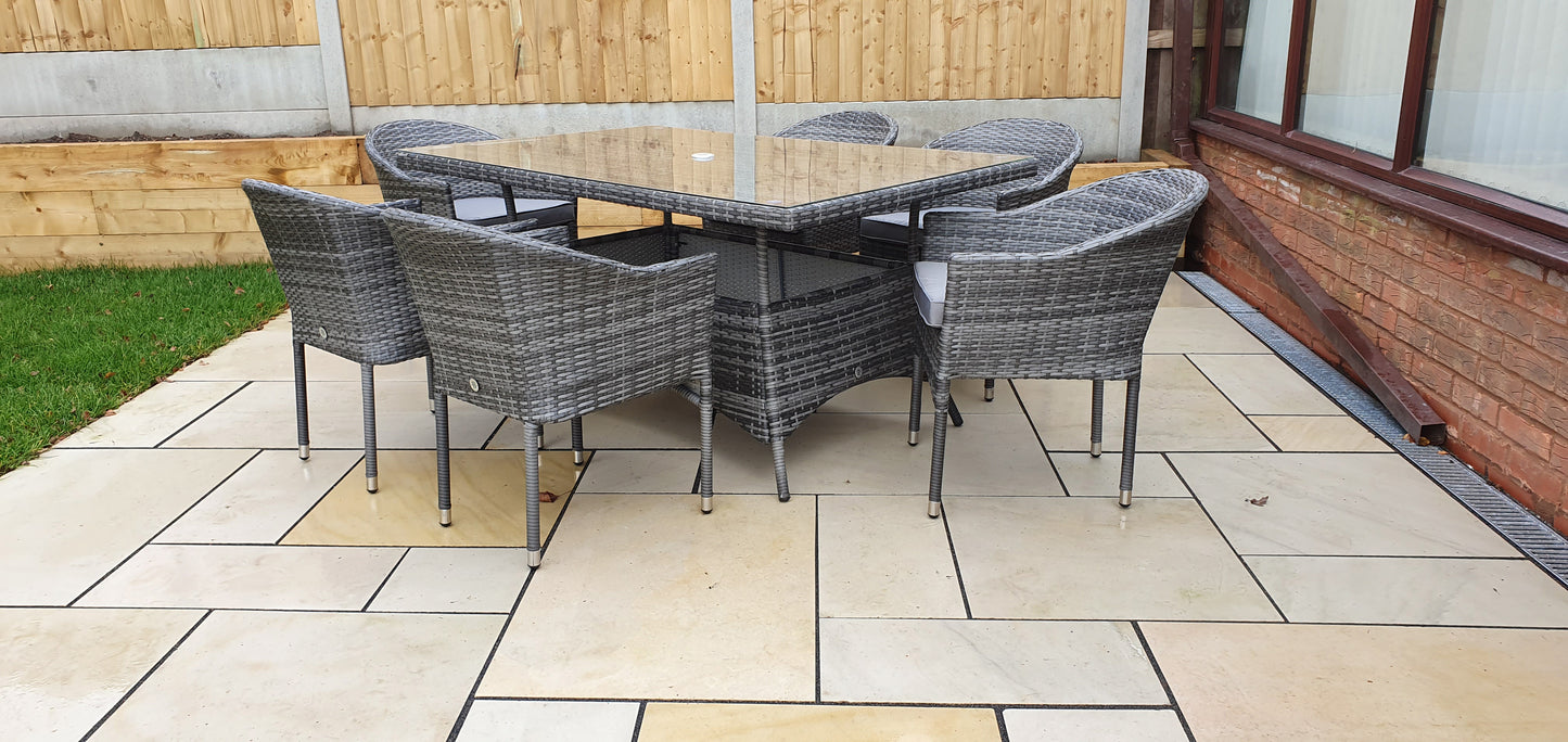 Signature Weave - Emily Outdoor Rattan Glass-Top Table with Rope Chairs