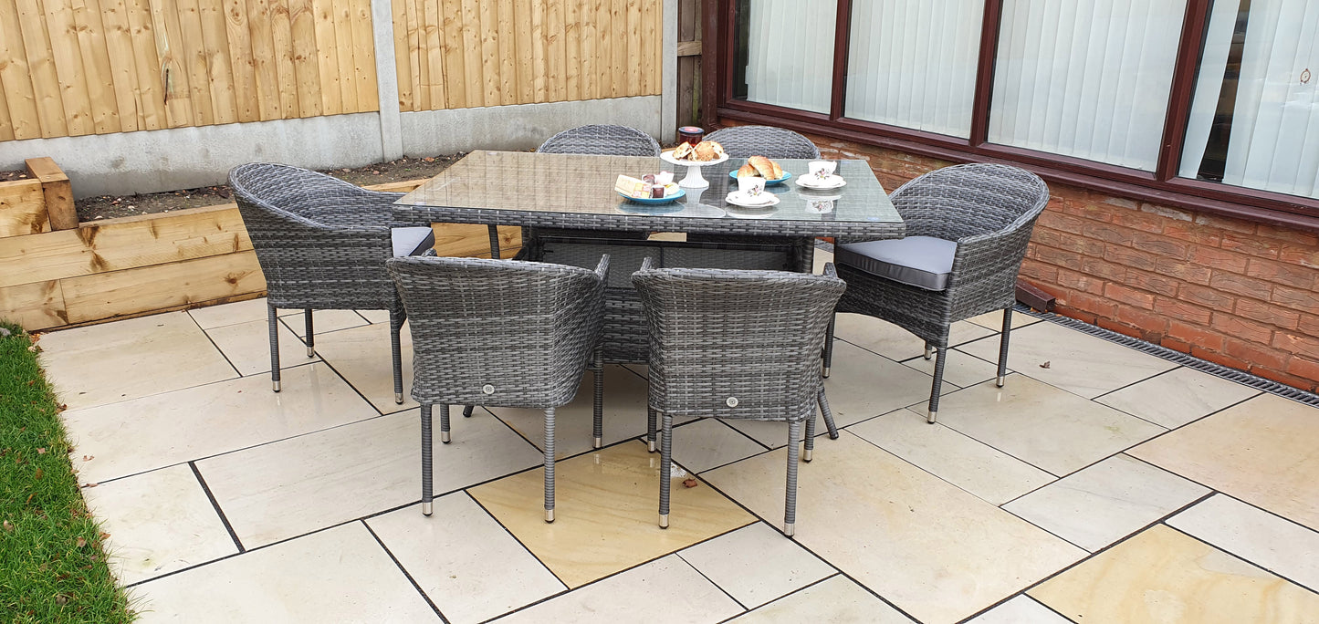 Signature Weave - Emily Outdoor Rattan Glass-Top Table with Rope Chairs