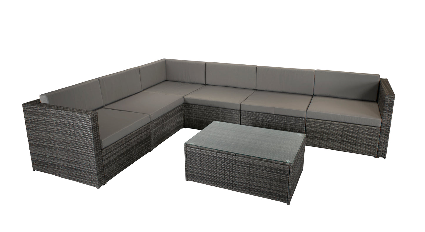 Signature Weave - Outdoor Furniture - Evie Modular Sofa Set In Mixed Grey With Steel Frame