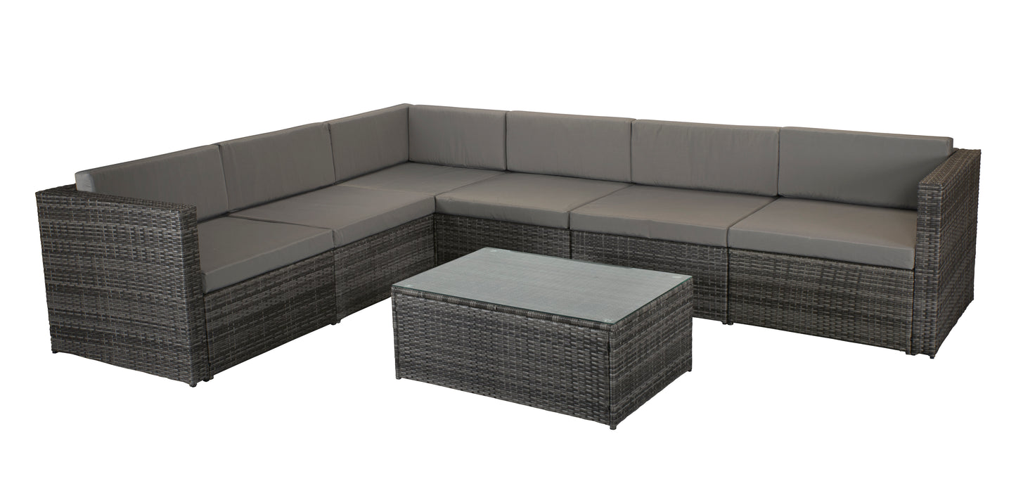 Signature Weave - Outdoor Furniture - Evie Modular Sofa Set In Mixed Grey With Steel Frame