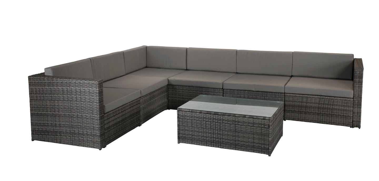 Signature Weave - Outdoor Furniture - Evie Modular Sofa Set In Mixed Grey With Steel Frame