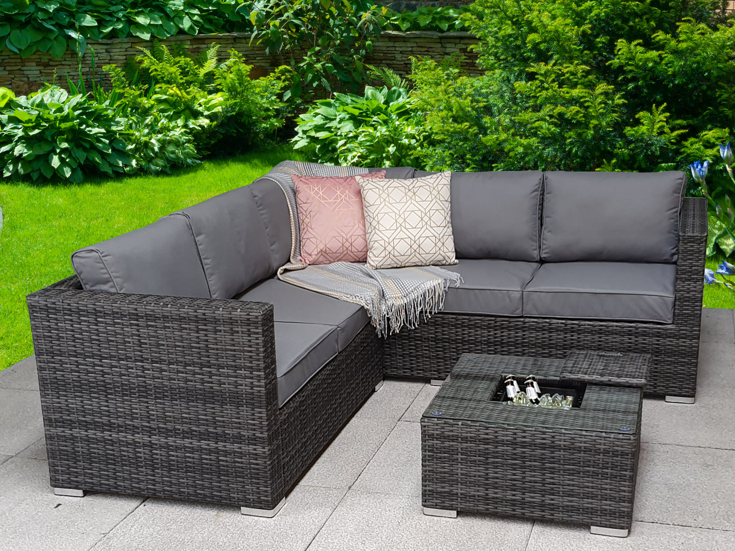 Signature Weave - Georgia Outdoor Corner Sofa with Ice Bucket Coffee Table