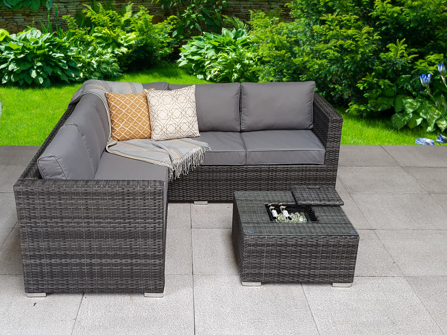 Signature Weave - Georgia Outdoor Corner Sofa with Ice Bucket Coffee Table