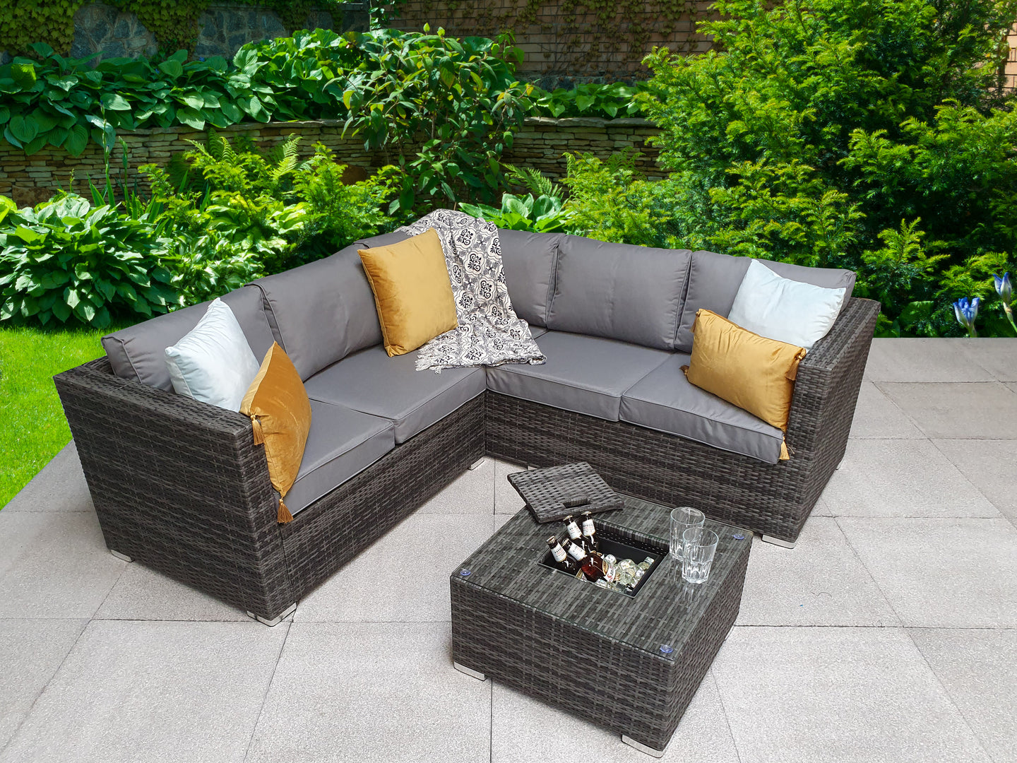 Signature Weave - Georgia Outdoor Corner Sofa with Ice Bucket Coffee Table