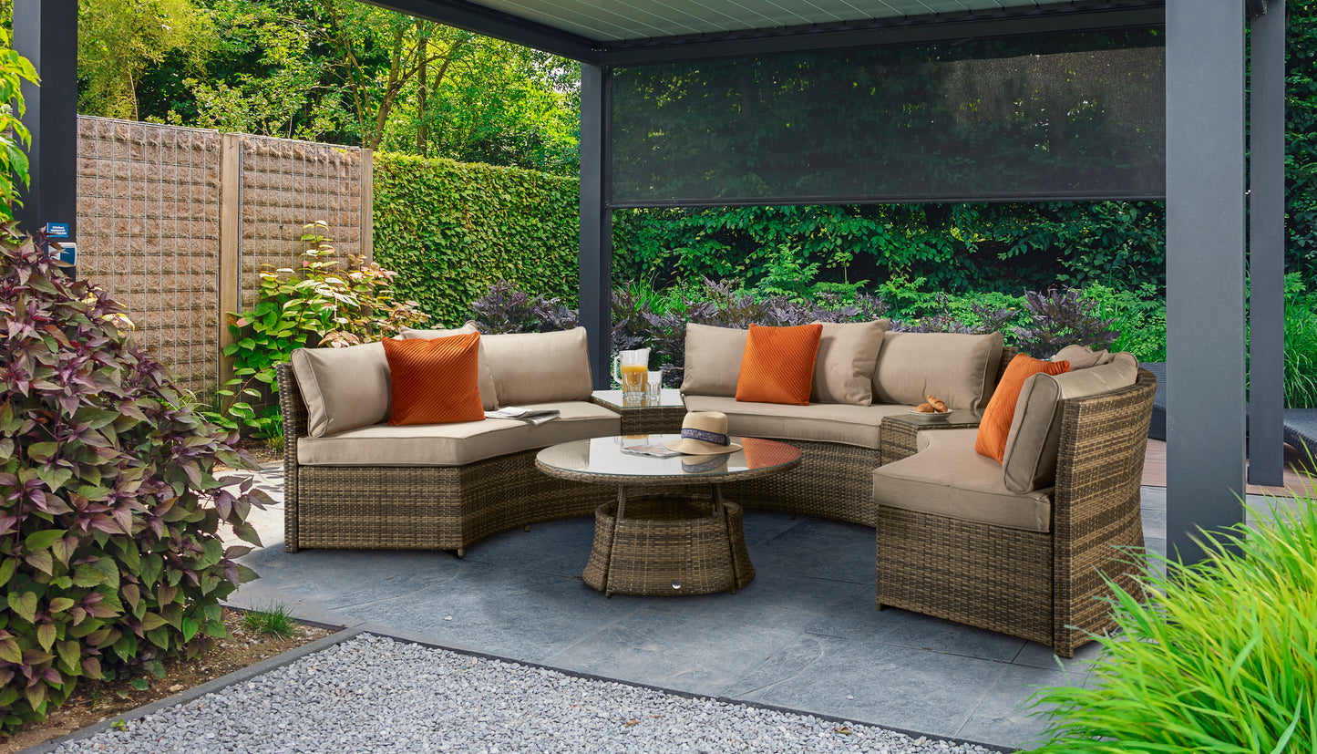 Signature Weave - Outdoor Furniture - Juliet - Half Moon Sofa Set In Mixed Brown