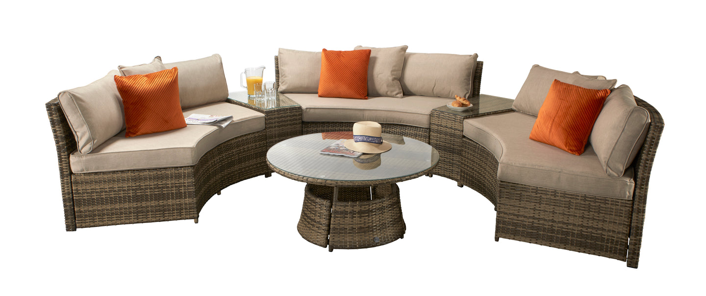 Signature Weave - Outdoor Furniture - Juliet - Half Moon Sofa Set In Mixed Brown