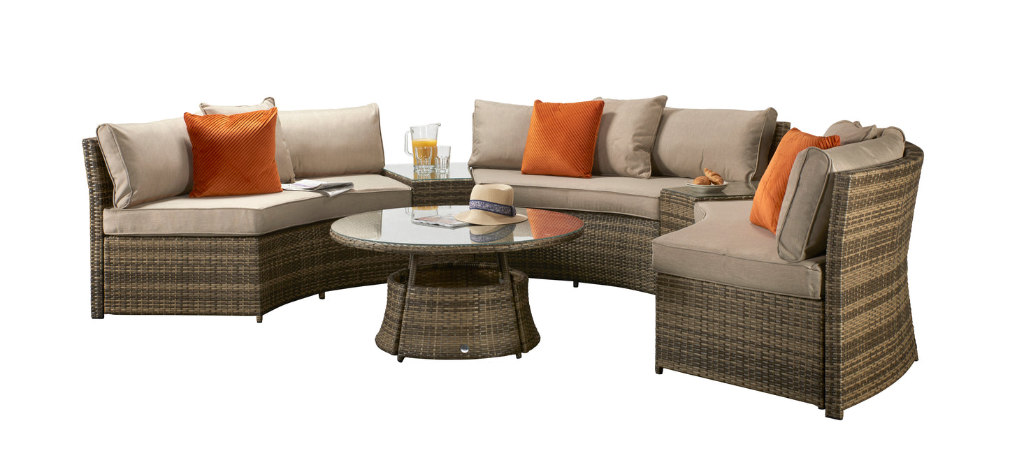 Signature Weave - Outdoor Furniture - Juliet - Half Moon Sofa Set In Mixed Brown