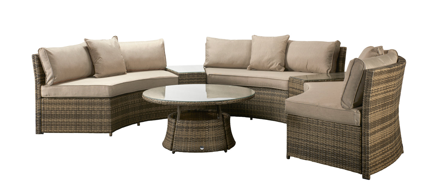 Signature Weave - Outdoor Furniture - Juliet - Half Moon Sofa Set In Mixed Brown