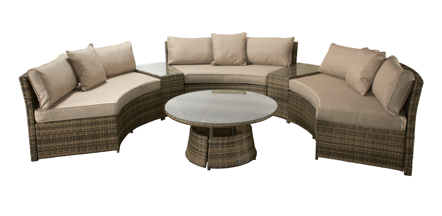 Signature Weave - Outdoor Furniture - Juliet - Half Moon Sofa Set In Mixed Brown