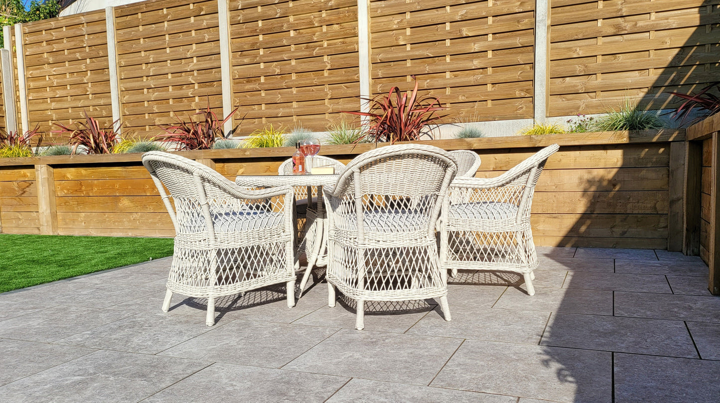 Signature Weave - Rose Outdoor White Round Rattan Dining Set