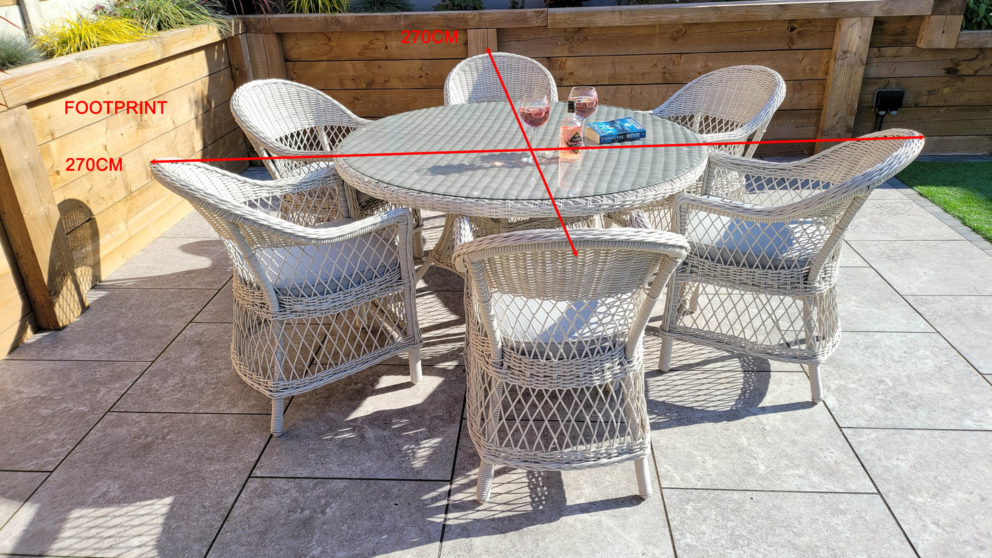 Signature Weave - Rose Outdoor White Round Rattan Dining Set