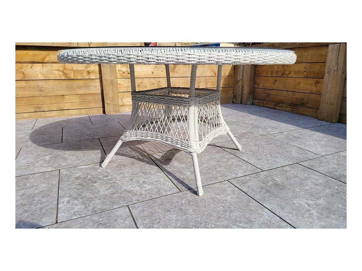 Signature Weave - Rose Outdoor White Round Rattan Dining Set