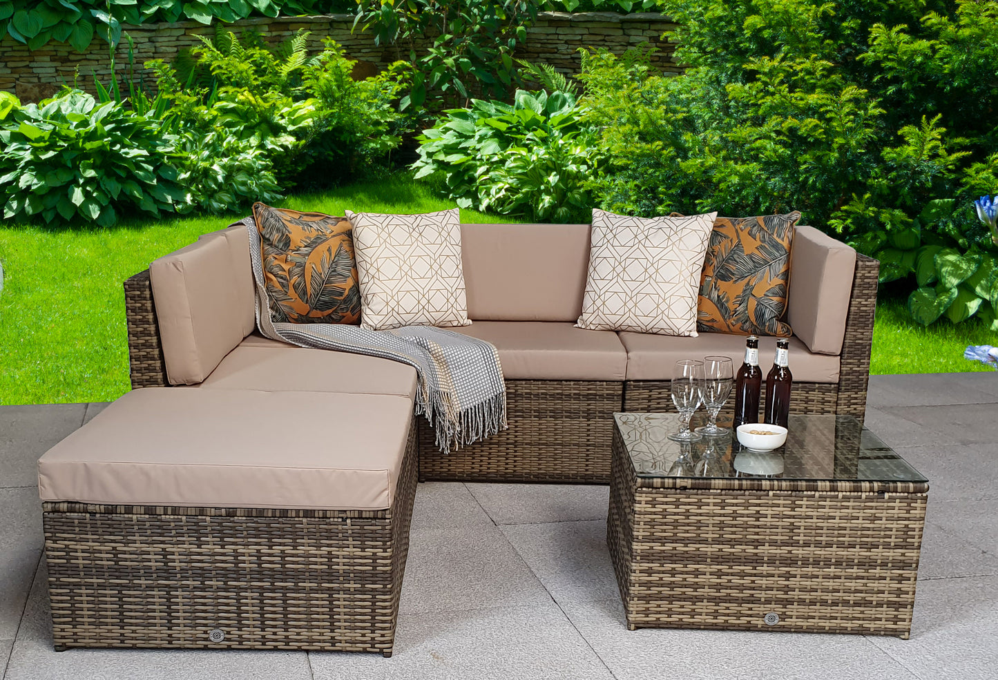 Signature Weave - Outdoor Furniture - Stella - Modular Corner Sofa In Flat Natural Brown Weave