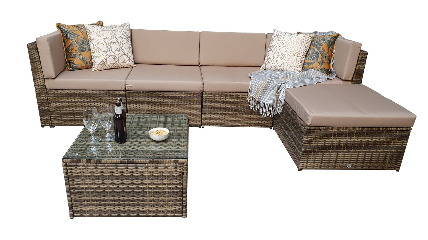 Signature Weave - Outdoor Furniture - Stella - Modular Corner Sofa In Flat Natural Brown Weave