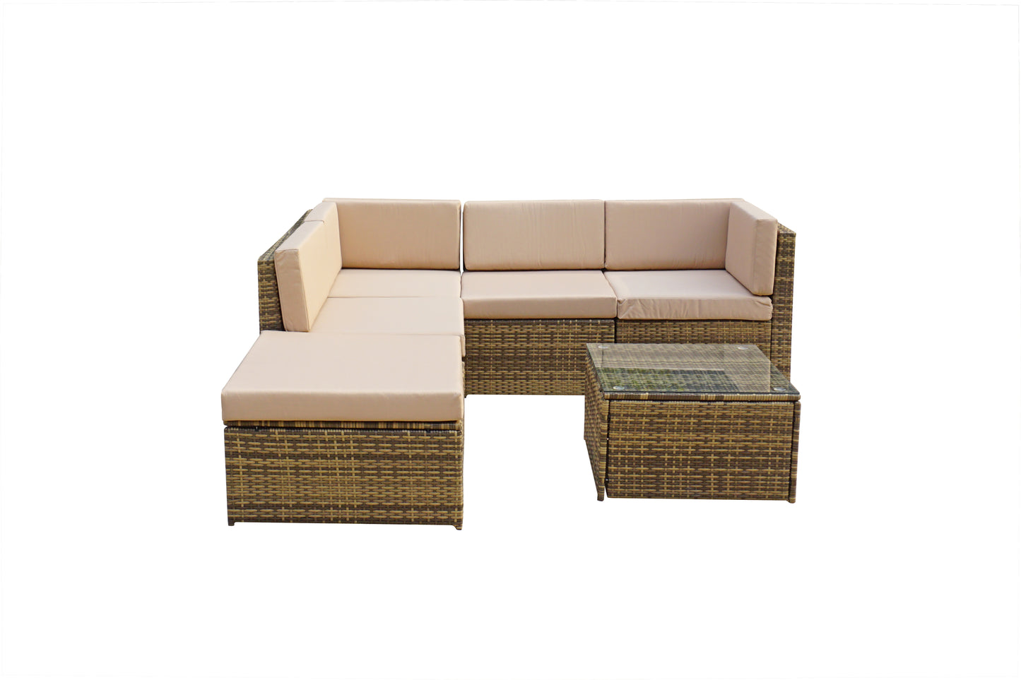 Signature Weave - Outdoor Furniture - Stella - Modular Corner Sofa In Flat Natural Brown Weave