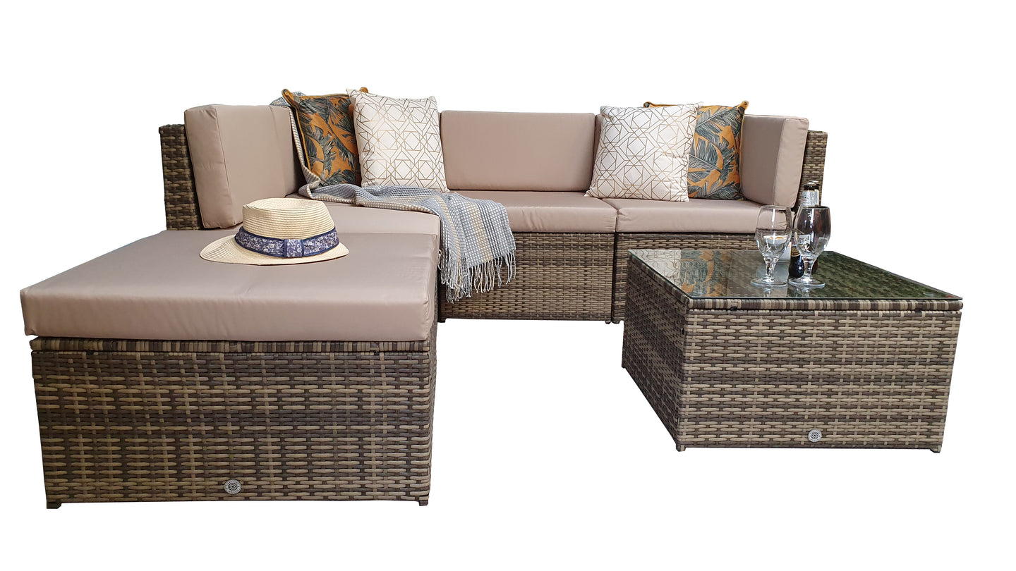 Signature Weave - Outdoor Furniture - Stella - Modular Corner Sofa In Flat Natural Brown Weave