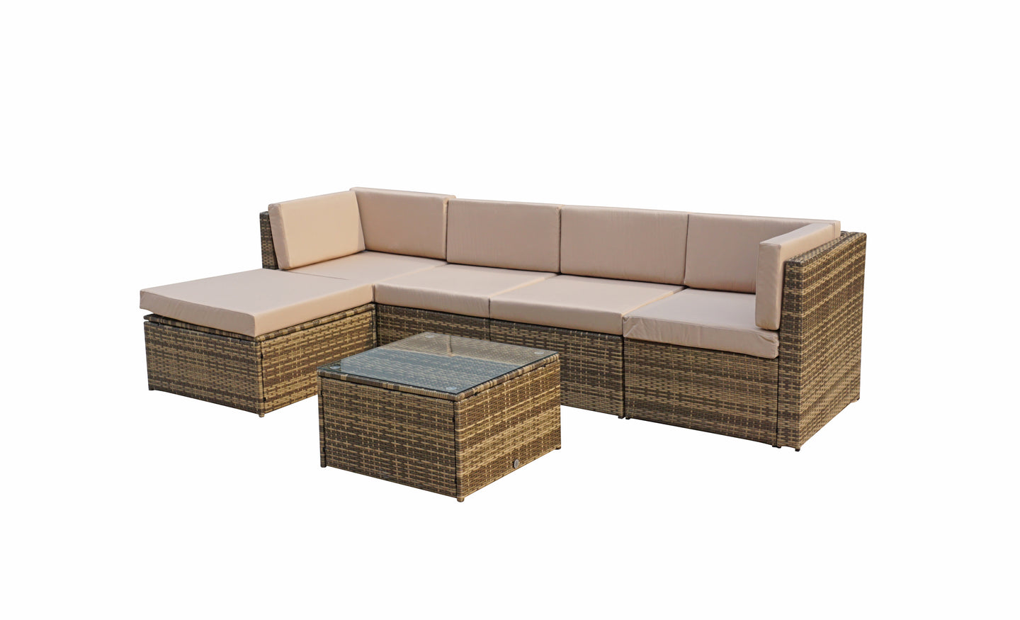 Signature Weave - Outdoor Furniture - Stella - Modular Corner Sofa In Flat Natural Brown Weave